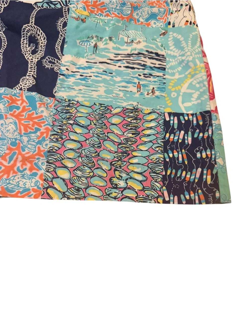 Lilly Pulitzer Patchwork Print Mini Skirt in Aqua & Coral - Picture 2 of 4